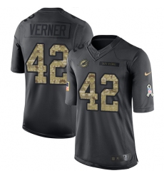 Men's Nike Miami Dolphins #42 Alterraun Verner Limited Black 2016 Salute to Service NFL Jersey
