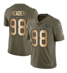 Men's Nike Houston Texans #98 D.J. Reader Limited Olive/Gold 2017 Salute to Service NFL Jersey