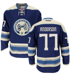 Youth Reebok Columbus Blue Jackets #77 Josh Anderson Authentic Navy Blue Third NHL Jersey