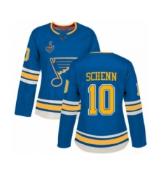 Women's St. Louis Blues #10 Brayden Schenn Authentic Navy Blue Alternate 2019 Stanley Cup Final Bound Hockey Jersey