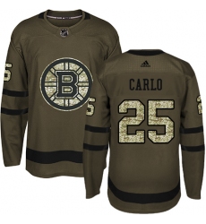 Youth Adidas Boston Bruins #25 Brandon Carlo Authentic Green Salute to Service NHL Jersey