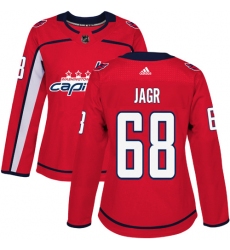 Women's Adidas Washington Capitals #68 Jaromir Jagr Authentic Red Home NHL Jersey