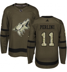 Youth Adidas Arizona Coyotes #11 Brendan Perlini Authentic Green Salute to Service NHL Jersey