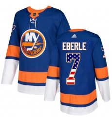 Men's Adidas New York Islanders #7 Jordan Eberle Authentic Royal Blue USA Flag Fashion NHL Jersey
