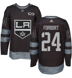 Men's Adidas Los Angeles Kings #24 Derek Forbort Authentic Black 1917-2017 100th Anniversary NHL Jersey