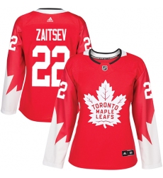 Women's Adidas Toronto Maple Leafs #22 Nikita Zaitsev Authentic Red Alternate NHL Jersey