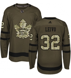 Youth Adidas Toronto Maple Leafs #32 Josh Leivo Authentic Green Salute to Service NHL Jersey