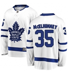 Men's Toronto Maple Leafs #35 Curtis McElhinney Fanatics Branded White Away Breakaway NHL Jersey