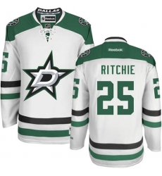 Youth Reebok Dallas Stars #25 Brett Ritchie Authentic White Away NHL Jersey