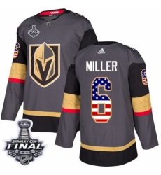 Youth Adidas Vegas Golden Knights #6 Colin Miller Authentic Gray USA Flag Fashion 2018 Stanley Cup Final NHL Jersey