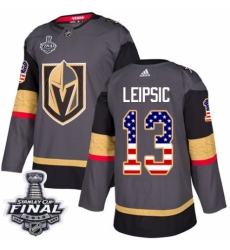 Youth Adidas Vegas Golden Knights #13 Brendan Leipsic Authentic Gray USA Flag Fashion 2018 Stanley Cup Final NHL Jersey