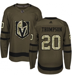 Men's Adidas Vegas Golden Knights #20 Paul Thompson Authentic Green Salute to Service NHL Jersey
