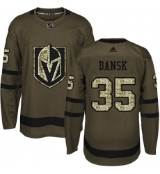 Youth Adidas Vegas Golden Knights #35 Oscar Dansk Authentic Green Salute to Service NHL Jersey