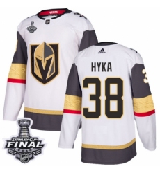 Men's Adidas Vegas Golden Knights #38 Tomas Hyka Authentic White Away 2018 Stanley Cup Final NHL Jersey
