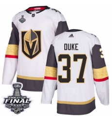 Women's Adidas Vegas Golden Knights #37 Reid Duke Authentic White Away 2018 Stanley Cup Final NHL Jersey