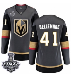Women's Vegas Golden Knights #41 Pierre-Edouard Bellemare Authentic Black Home Fanatics Branded Breakaway 2018 Stanley Cup Final NHL Jersey