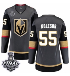 Women's Vegas Golden Knights #55 Keegan Kolesar Authentic Black Home Fanatics Branded Breakaway 2018 Stanley Cup Final NHL Jersey