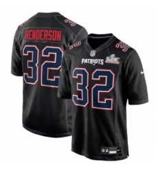 Men's New England Patriots #32 TreVeyon Henderson Black Nike Super Bowl LX Carbon Fashion Game Jersey