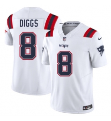 Men's New England Patriots #8 Stefon Diggs White 2025 F.U.S.E. Vapor Limited Football Stitched Jersey