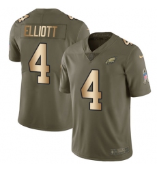 Youth Nike Philadelphia Eagles #4 Jake Elliott Limited Olive/Gold 2017 Salute to Service NFL Jersey