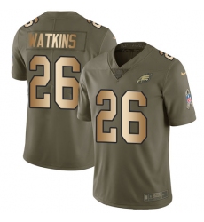 Men's Nike Philadelphia Eagles #26 Jaylen Watkins Limited Olive/Gold 2017 Salute to Service NFL Jersey
