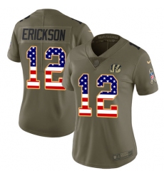 Women's Nike Cincinnati Bengals #12 Alex Erickson Limited Olive/USA Flag 2017 Salute to Service NFL Jersey