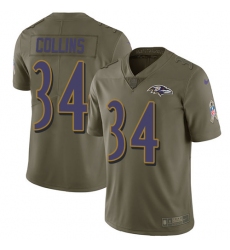 Men's Nike Baltimore Ravens #34 Alex Collins Limited Olive 2017 Salute to Service NFL Jersey