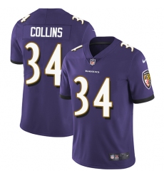 Youth Nike Baltimore Ravens #34 Alex Collins Purple Team Color Vapor Untouchable Elite Player NFL Jersey