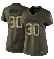 Women's Nike Cleveland Browns #26 Derrick Kindred Elite Green Salute to Service NFL Jersey