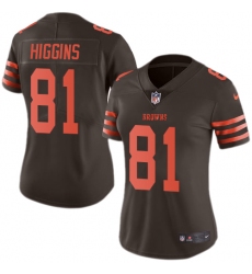 Women's Nike Cleveland Browns #81 Rashard Higgins Limited Brown Rush Vapor Untouchable NFL Jersey