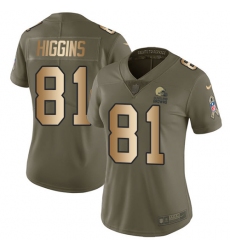 Women's Nike Cleveland Browns #81 Rashard Higgins Limited Olive/Gold 2017 Salute to Service NFL Jersey