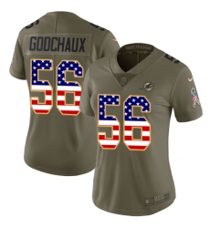 Women's Nike Miami Dolphins #56 Davon Godchaux Limited Olive/USA Flag 2017 Salute to Service NFL Jersey