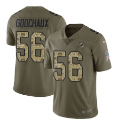 Youth Nike Miami Dolphins #56 Davon Godchaux Limited Olive/Camo 2017 Salute to Service NFL Jersey