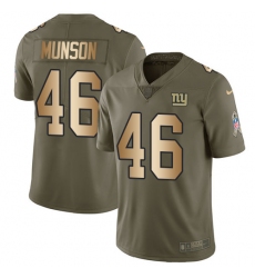 Men's Nike New York Giants #46 Calvin Munson Limited Olive/Gold 2017 Salute to Service NFL Jersey