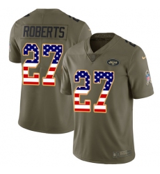 Youth Nike New York Jets #27 Darryl Roberts Limited Olive/USA Flag 2017 Salute to Service NFL Jersey