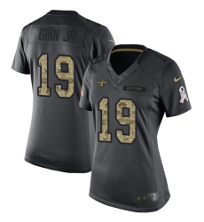 Women's Nike New Orleans Saints #19 Ted Ginn Jr Limited Black 2016 Salute to Service NFL Jersey