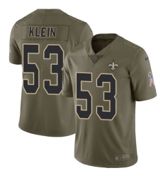 Youth Nike New Orleans Saints #53 A.J. Klein Limited Olive 2017 Salute to Service NFL Jersey