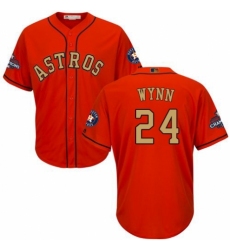 Youth Majestic Houston Astros #24 Jimmy Wynn Authentic Orange Alternate 2018 Gold Program Cool Base MLB Jersey
