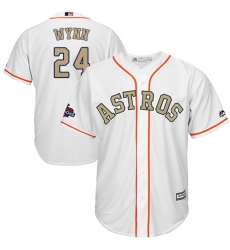 Youth Majestic Houston Astros #24 Jimmy Wynn Authentic White 2018 Gold Program Cool Base MLB Jersey