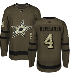 Youth Adidas Dallas Stars #4 Miro Heiskanen Authentic Green Salute to Service NHL Jersey