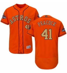 Men's Majestic Houston Astros #41 Brad Peacock Orange Alternate 2018 Gold Program Flex Base Authentic Collection MLB Jersey