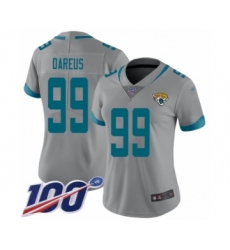 Women's Jacksonville Jaguars #99 Marcell Dareus Silver Inverted Legend Limited 100th Season Football Jersey