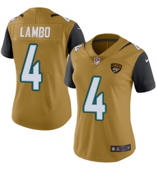 Women's Nike Jacksonville Jaguars #4 Josh Lambo Limited Gold Rush Vapor Untouchable NFL Jersey