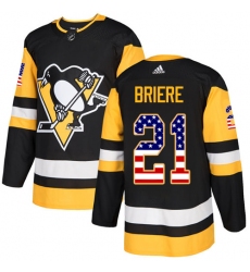 Men's Adidas Pittsburgh Penguins #21 Michel Briere Authentic Black USA Flag Fashion NHL Jersey