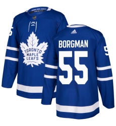 Men's Adidas Toronto Maple Leafs #55 Andreas Borgman Authentic Royal Blue Home NHL Jersey