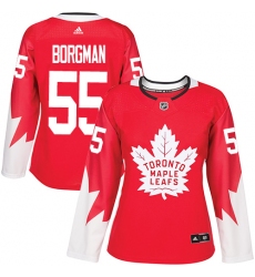 Women's Adidas Toronto Maple Leafs #55 Andreas Borgman Authentic Red Alternate NHL Jersey