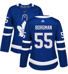 Women's Adidas Toronto Maple Leafs #55 Andreas Borgman Authentic Royal Blue Home NHL Jersey