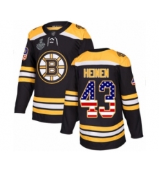 Men's Boston Bruins #43 Danton Heinen Authentic Black USA Flag Fashion 2019 Stanley Cup Final Bound Hockey Jersey