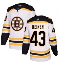 Youth Adidas Boston Bruins #43 Danton Heinen Authentic White Away NHL Jersey