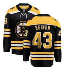 Youth Boston Bruins #43 Danton Heinen Authentic Black Home Fanatics Branded Breakaway NHL Jersey